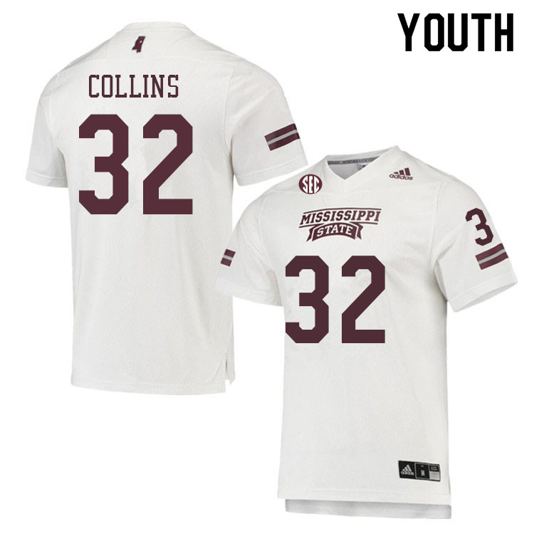 Youth #32 Audavion Collins Mississippi State Bulldogs College Football Jerseys Sale-White
